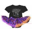 Halloween Black Baby Bodysuit Purple Pumpkin Pettiskirt & Sparkle Rhinestone BOOS! Print JS4805